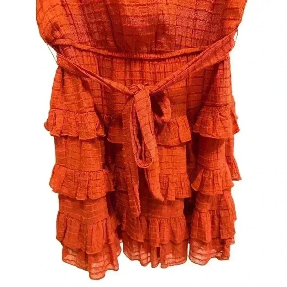 City Studio Orange Tiered Ruffled Fit and Flare Dress in Size Small, Pre-Owned. - Picture 2 of 7